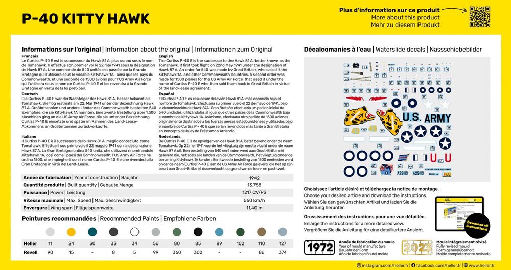 HELLER 80266 MAQUETTE P-40 KITTY HAWK 1/72