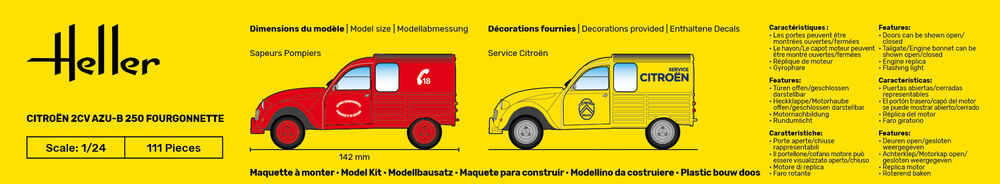 HELLER 82701 MAQUETTE CITROEN 2CV AZU-B 250 FOURGONNETTE 1/24