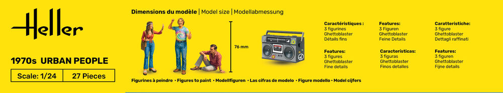 HELLER 82757 MAQUETTE 1970S URBAN PEOPLE 1/24