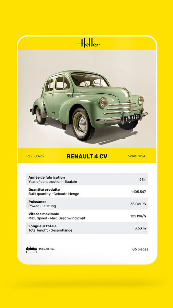 HELLER 80762 MAQUETTE RENAULT 4 CV 1/24