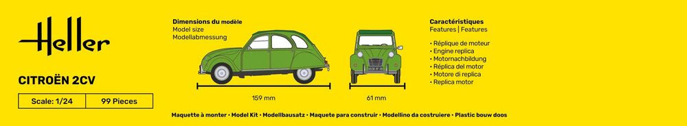 HELLER 80765 MAQUETTE CITROEN 2 CV 1/24