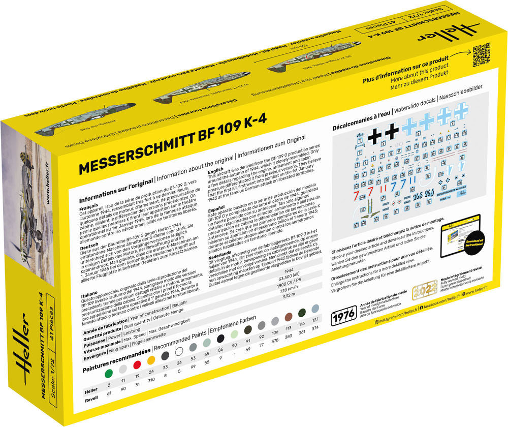 HELLER 80229 MAQUETTE MESSERSCHMITT BF 109 K-4 1/72