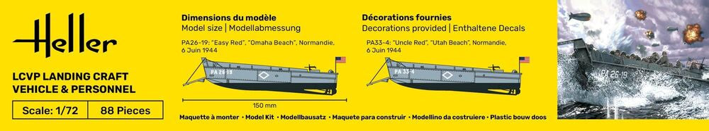 HELLER 79995 MAQUETTE LCVP LANDING CRAFT VEHICLE & PERSONNEL 1/72