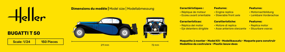 HELLER 80706 MAQUETTE BUGATTI T 50 1/24