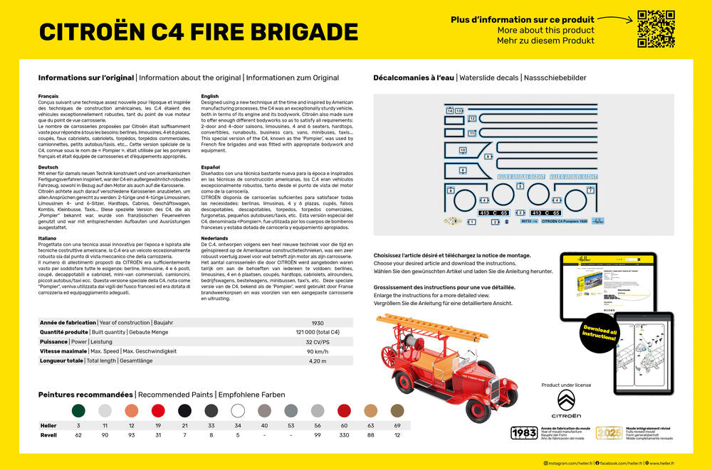 HELLER 80733 MAQUETTE CITROEN C4 FIRE BRIGADE 1/24