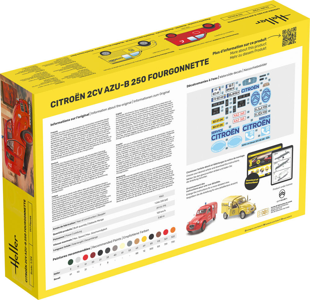 HELLER 82701 MAQUETTE CITROEN 2CV AZU-B 250 FOURGONNETTE 1/24
