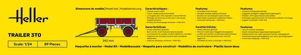 HELLER 81410 MAQUETTE TRAILER 3TO 1/24