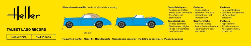 HELLER 80711 MAQUETTE TALBOT LAGO RECORD 1/24