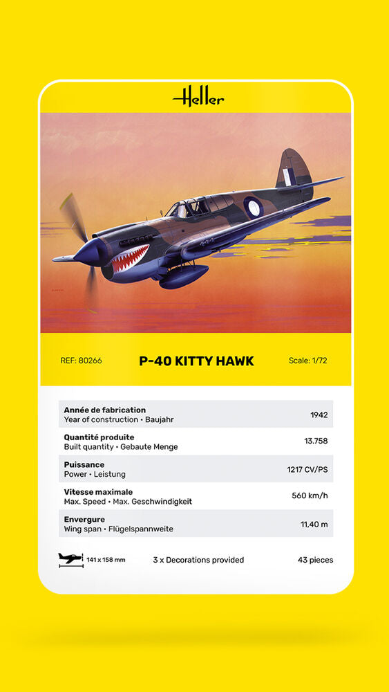 HELLER 80266 MAQUETTE P-40 KITTY HAWK 1/72