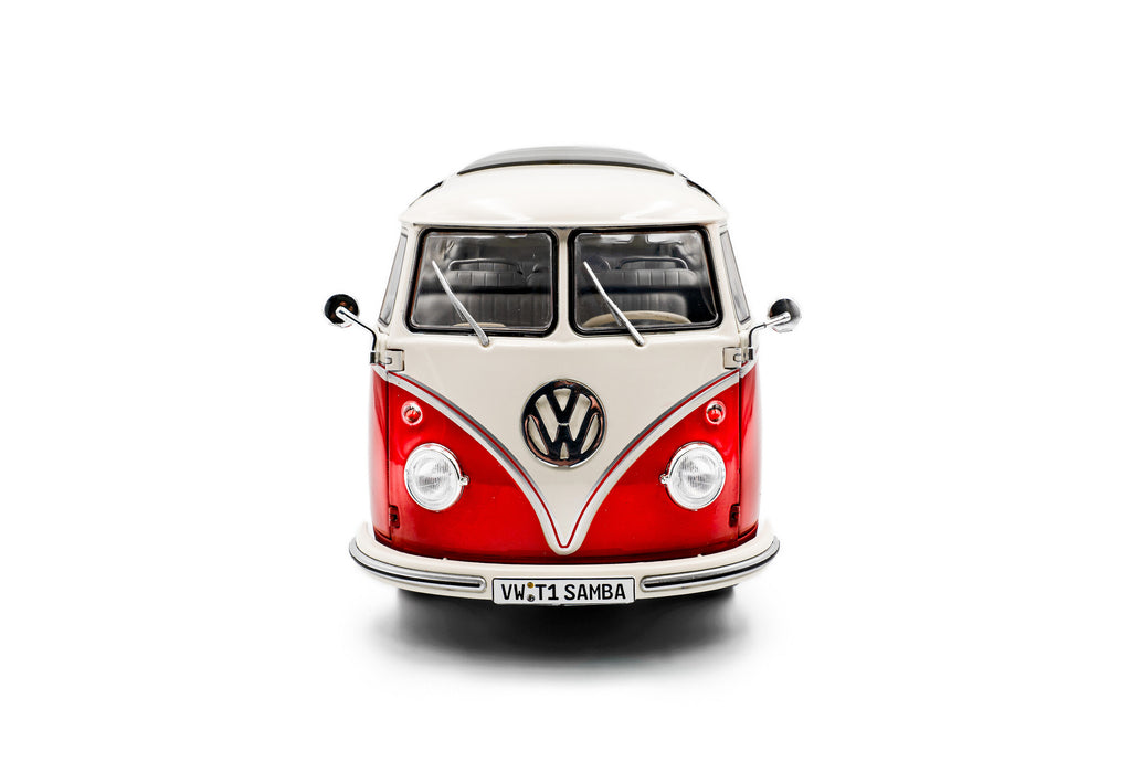 SOLIDO 1813402 MINIATURE VOLKSWAGEN T1 SAMBA RED / WHITE 1962 1/18