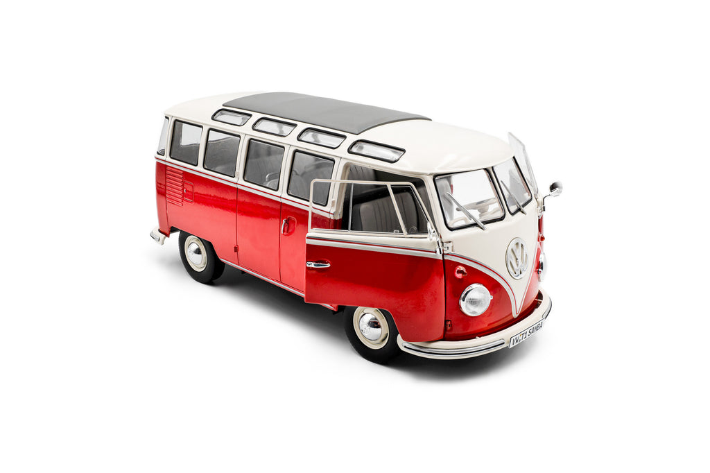 SOLIDO 1813402 MINIATURE VOLKSWAGEN T1 SAMBA RED / WHITE 1962 1/18